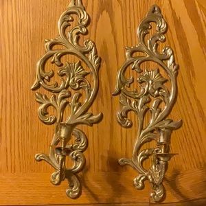 Solid Brass Wall Candle Holder Set